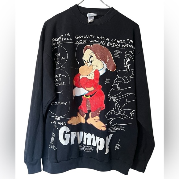 Disney Other - Disney vintage 90s Snow White black Grumpy graphic sweatshirt Made in USA